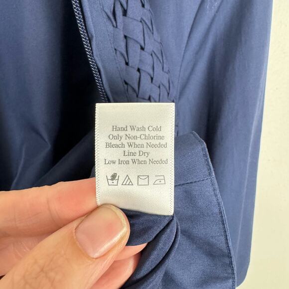 Coldwater Creek NWT Navy Blue Weave Pattern Unique Artistry Zip Up Summer Jacket - Picture 9 of 9